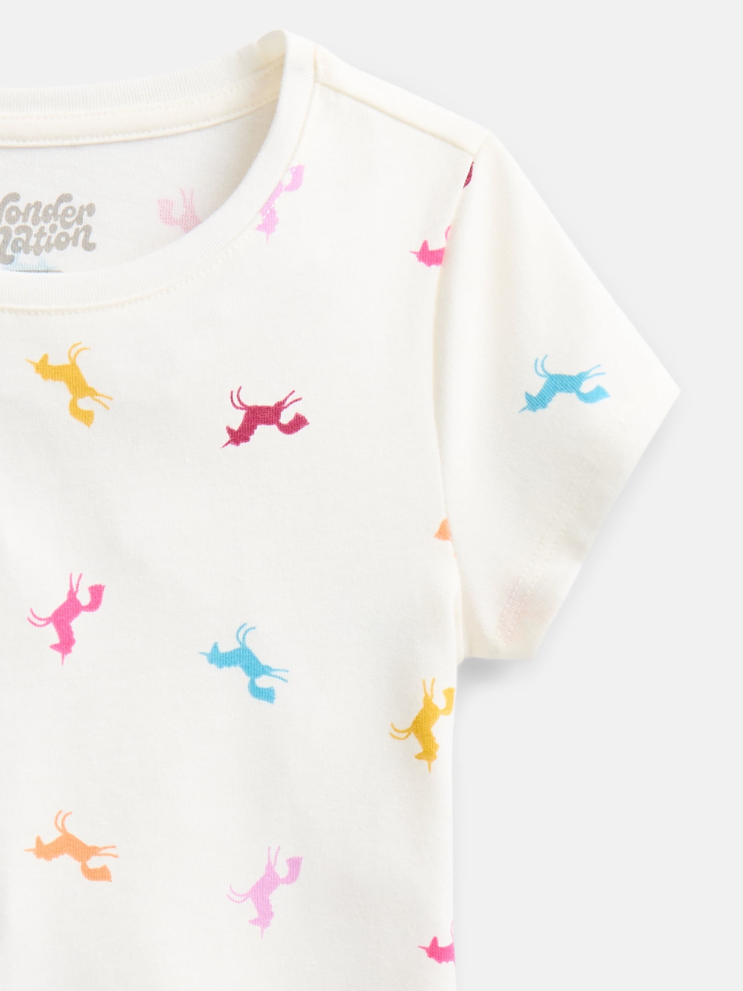Wonder Nation Girls Kid Tough Tee with Short Sleeves, Sizes 4-18 & Plus