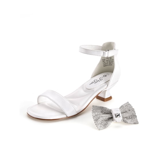 PatPat Girls Sandal Heels with Removable Bow, Flower Wedding Girls Dress Shoes for Little Big Kid
