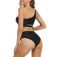 thumbnail image 4 of Hilor Women's One Shoulder High Waisted Bikini Tie High Cut Swimwear Two Piece Swimsuits Bathing Suit, 4 of 7