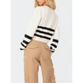 thumbnail image 3 of KelaJuan Women's Zip Front Knit Tops Stripe Print Long Sleeve Spring Cardigan Slim Lightweight Sweaters, 3 of 6