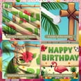 thumbnail image 4 of Tropical Theme Banner Flamingo Design Tropical Backdrop Tiki Mask Decor Floral Pattern Hawaiian Background for Birthday Party Hawaiian Celebration Summer Party, 4 of 9