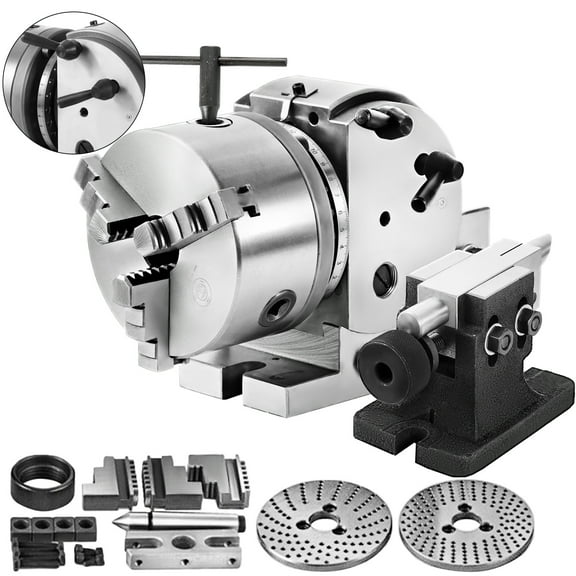 VEVOR BS‑0 Dividing Head Set / Semi‑Universal Dividing Head 5‑inch;Cast Iron/Metal Construction;3‑Jaw Chuck