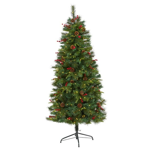 Nearly Natural 6ft. Mixed Pine Artificial Christmas Tree with 250 Clear LED Lights