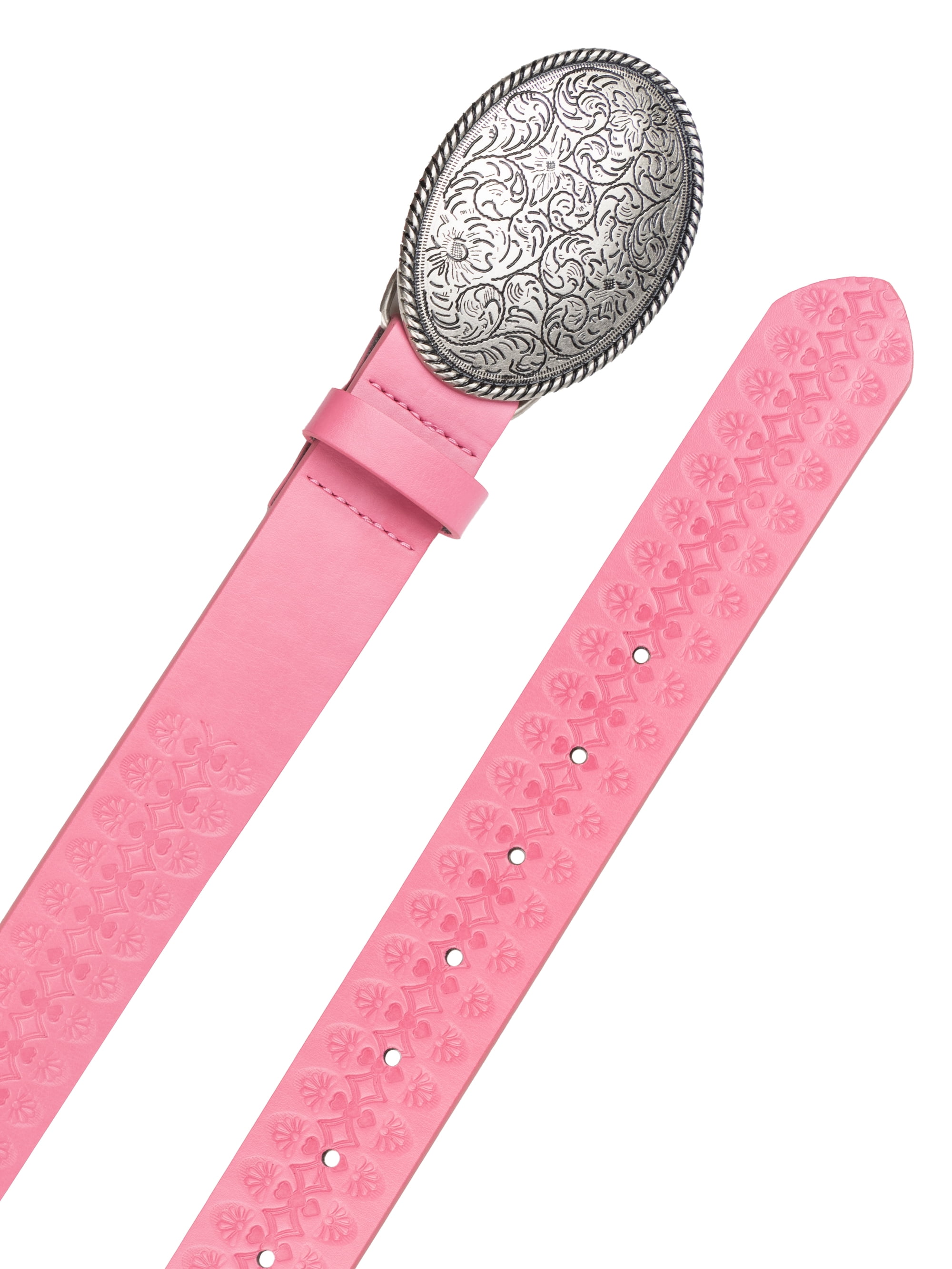No Boundaries Women's Emboss w/ Plaque Buckle Belt , Pink