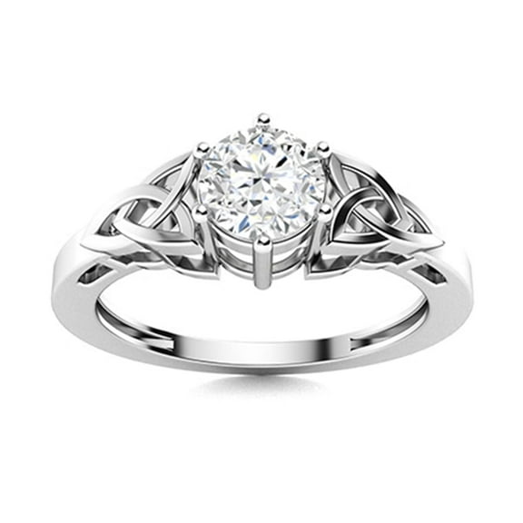 Mooneye 0.50 Ctw Moissanite Diamond 925 Sterling Silver Celtic Knot Women Valentines Day Gifts Ring
