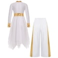 thumbnail image 4 of iiniim Girls Praise Dance Dress Long Sleeve Church Robe With Palazzo Pants Outfit Worship Liturgical Dancewear White 16, 4 of 7