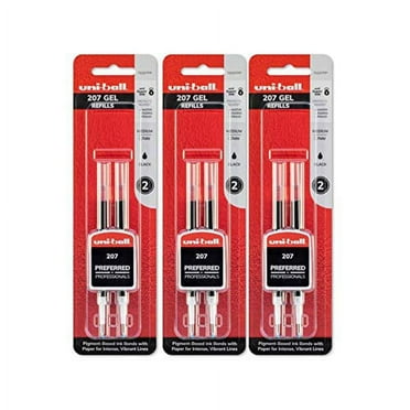 Uniball Ink Pen Refills for Uni-Ball Signo 207, Medium Point, 0.7 mm, Black, 6 Count, 3 Pack