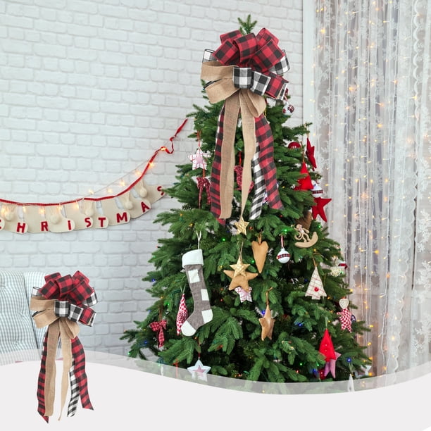 Decoración grande de árbol de Navidad con lazo de lentejuelas | Cinta de Nylon Spandex Multicolor 11.8x13.77in | Arreglo de escena festiva, envoltura de regalo, decoración de fiesta navideña