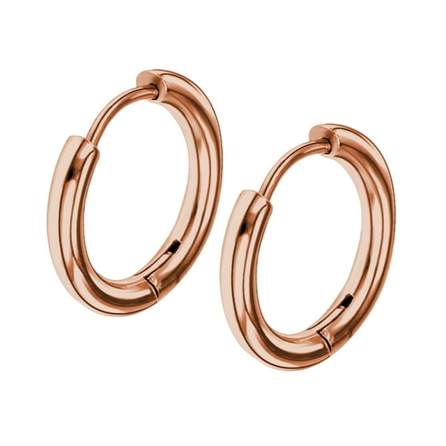 Pendientes de aro de plata para mujer Acero inoxidable Tecnología de galvanoplastia Durabilidad brillante Anillos de labio de nariz de moda Ropa, zapatos y accesorios Miscelánea oro rosa 2.5*8mm