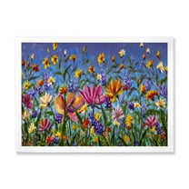 Designart 'Wildflowers and Daisies In Summer Garden Field I' Traditional Framed Art Print