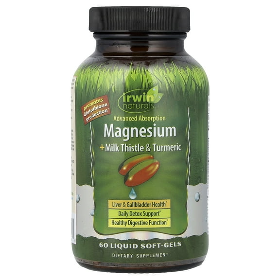 Irwin Naturals Advanced Absorption Magnesium   Milk Thistle & Turmeric, 60 Liquid Soft-Gels