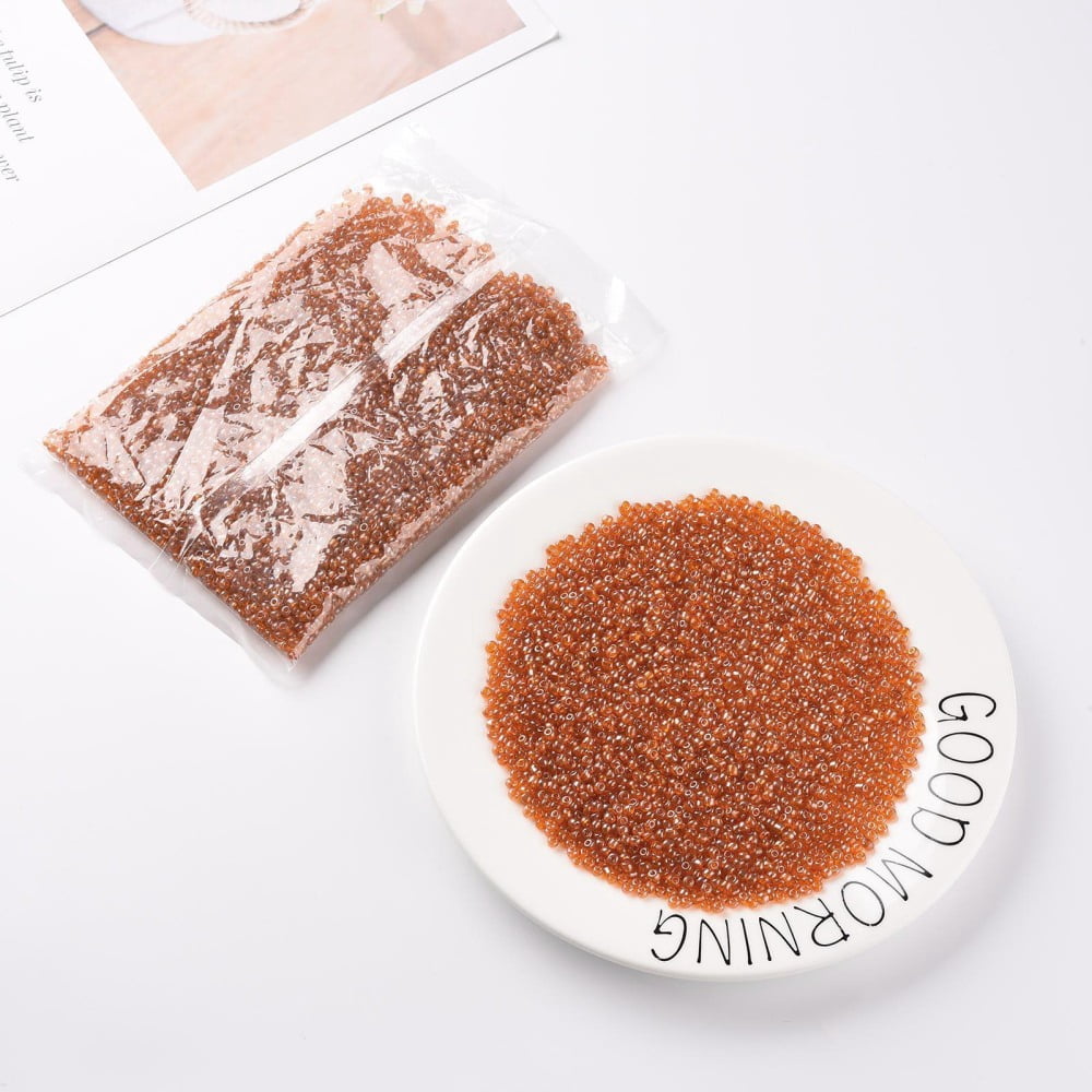 1Pound Glass Seed Beads Trans. Colours Lustered Round Dark Orange 4mm Hole: 1.5mm about 4500pcs/pound