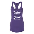 thumbnail image 2 of Wild Bobby Coffee Gets Me Started Jesus Keeps Me Going Inspirational/Christian Women Racerback Tank Top, Purple Rush, Large, 2 of 5