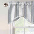 thumbnail image 3 of Blue Beige Striped Tie Up Valance Curtains for Windows, Kitchen Curtains Window Shades, Boho Ethnic Modern Abstract Art Light Filtering Roman Curtain Valances for Bedroom/Bathroom/Cafe 42"x18", 3 of 9