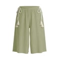 thumbnail image 4 of Utoimkio Elastic Waist Textured Culottes for Women Casual Loungewear Shorts with Tassel Drawstrings, 4 of 5