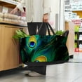 thumbnail image 6 of Peacock Feathers Large Capacity Reusable Foldable Oxford Cloth Toy Basket - Beach Bag, Shopping Bags, Laundry Basket, 6 of 7