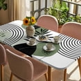 thumbnail image 3 of Boho Geometric Table Cloths for 6 Foot Rectangle Tables, Green Ethnic Abstract Stripes Motifs Patio Waterproof Elastic Fitted Tablecloths, Washable Rectangular Table Cover for Camping, 3 of 8