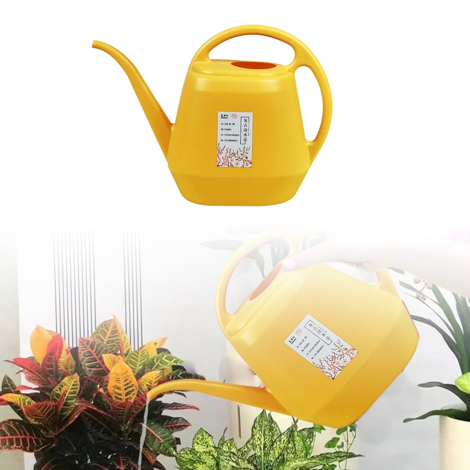 1 Gallon Plastic Watering Can with Handle and Long Spout，E
