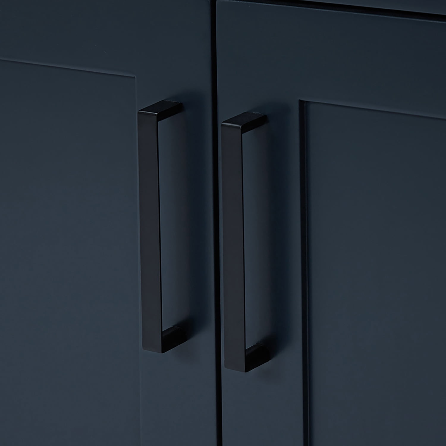 ARIEL Hepburn 54" Midnight Blue Bathroom Vanity, 1.5" Edge Carrara Quartz Countertop & Splash, Single Rectangular Sink, 2 Soft Closing Doors, 9 Full Extension Dovetail Drawers, Toe Kick, Matte Black