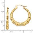 thumbnail image 4 of Real 14kt Yellow Gold Polished Bamboo Hoop Earrings; for Adults and Teens; for Women and Men, 4 of 4