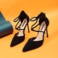 thumbnail image 5 of Dpityserensio Women's Pointed High Heels with Feminine Temperament Suede Thin Heels Shallow Mouth Women's Shoes Women's High Heels Black 7(39), 5 of 8