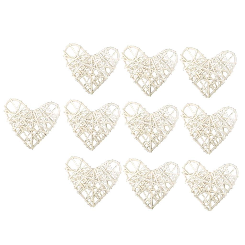 30 Pièces Cœurs Et Fleurs En Bois Brut - 8 Cm - Pour Déco Mariage, Artisanat, Cadeau - Avec Corde Chanvre