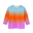thumbnail image 5 of BLTIBY Children Girls Boys Casual 3/4 Sleeve Sweatshirt Fall Spring Gradient Printed Kids Round Neck Loose Soft Tunic Fashion Pullover Top Blouse 2025 Orange 9-10 Years, 5 of 5