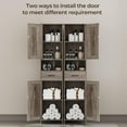 thumbnail image 5 of 67" H Tall Bathroom Storage Cabinet with 2 Barn Doors and 1 Drawer，Narrow Storage Unit, Adjustable Shelves，Floor Cabinet for Bathroom, Living Room, Entryway, Kitchen, Greige, (15.7" W), 5 of 16
