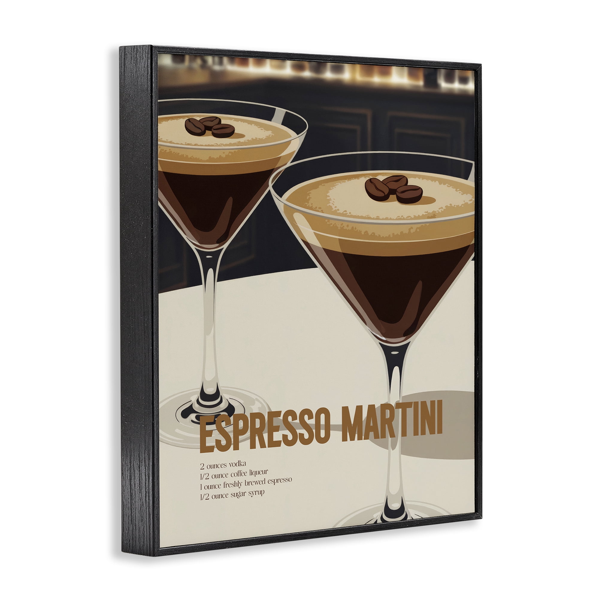 Stupell Industries Sleek Modern Espresso Martini Black Framed Giclee Art, design by Andreas Magnusson