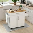 thumbnail image 2 of Costway Rolling Kitchen Island Cart Storage Cabinet w/ Towel & Spice Rack White, 2 of 10