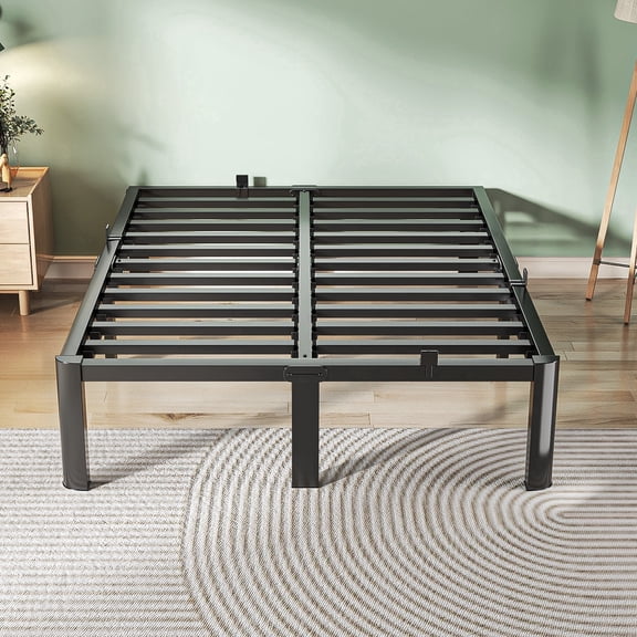 Fowroa 18 inch Full Bed Frame with Non-Slip Stoppers , No Box Spring Needed, Heavy Duty Metal Platform Queen Size, Noise Free,Easy Assembly