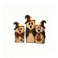 thumbnail image 2 of Halloween Decorations, 3pcs Cute White Ghost Decor, Lighted Vintage Wooden Ghost Decor Set of 3 with Remote Control, 2 of 6