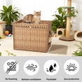 thumbnail image 4 of Hidden Cat Litter Box Enclosure Furniture, Handwoven Rattan Cats Litter Box Cabinet with Mat, Large Indoor Cat House with Fence, Cats Washroom Furniture for Living Room Apartment, 4 of 8