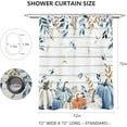 thumbnail image 4 of Fall Pumpkin Shower Curtain,Autumn Watercolor Blue White Pumpkin Shower Curtain,Farmhouse Eucalyptus Leaves Rustic Wood Bathroom Decor,Thanksgiving Holiday Curtains Set with Hooks,72x72 in, 4 of 6