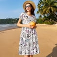 thumbnail image 4 of Lsque Vintage Butterflies Print Women's Casual Dress T-Shirt Summer Short Sleeve Scoop Neck Swing Dresses, 4 of 6