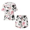 thumbnail image 4 of Naloa Lilies Flowers Women's Short-Sleeved Pajama Set, Loungewear, Summer pajamas, Breathable Cozy - Large, 4 of 9