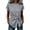 Gray, variant on Women's Crew Neck Rolled Short Sleeve Tie Waist Blouse, Casual Wrap Front Tunic Top