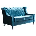 thumbnail image 5 of Barrister Blue Velvet Loveseat Crystal Buttons Chrome Legs, 5 of 5