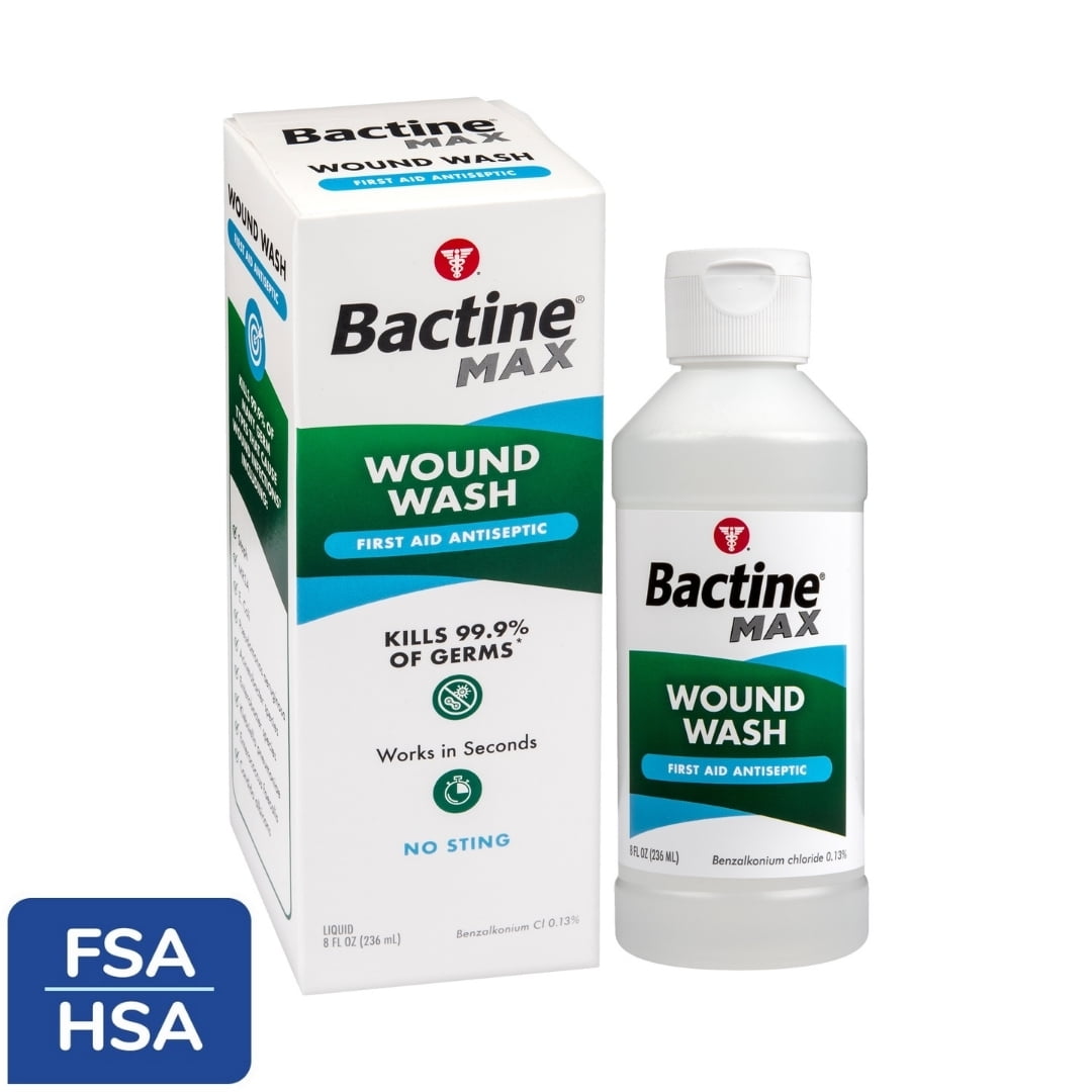 Bactine Max First Aid Wound Wash Antiseptic Liquid Kills 99.9% of Germs First Aid Solution, 8 fl oz