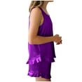 thumbnail image 7 of cfhntfmh 2 Piece Pajama Set for Women Sleeveless Tank Top Loungewear Shorts Ruffle Satin Summer Clothes, 7 of 7