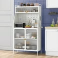 thumbnail image 3 of Costway 5-tier Metal Kitchen Bakers Rack with Pegboard 8 Hooks 5-position Adjustable Shelf White, 3 of 10