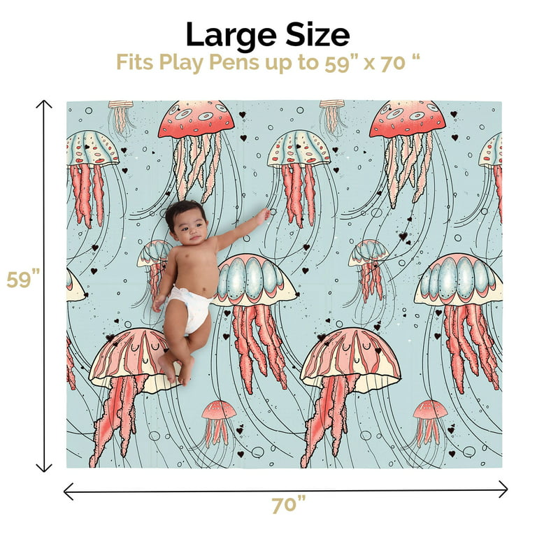 JumpOff Jo - Extra Large Waterproof Foam Padded Play Mat for Infants,  Babies, Toddlers, Play Pens & Tummy Time, Foldable Activity Mat, 77 x 70 x  0.6