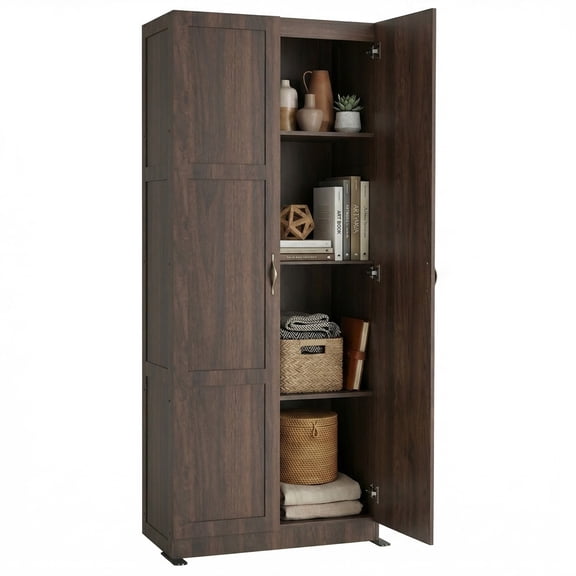 CONCETTA 71 inch Wooden Storage Cabinet, Freestanding Cupboard, 4-Tier Home Organizer for Kitchen, Living Room, Bedroom, Pantry, Brown