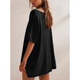 thumbnail image 3 of Women Crew‑Neck Oversized Short‑Sleeve T‑Shirt, Loose Drop‑Shoulder Side‑Slit Hem Casual Summer Tunic Blouse Tops, 3 of 15