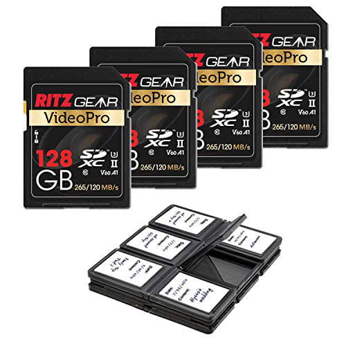 Ritz Gear Extreme Performance Video Pro 128GB 4K 8K Ultra HD SDXC U3 V60 A1 Memory Card Read 265mb/s 120mb/s Write 