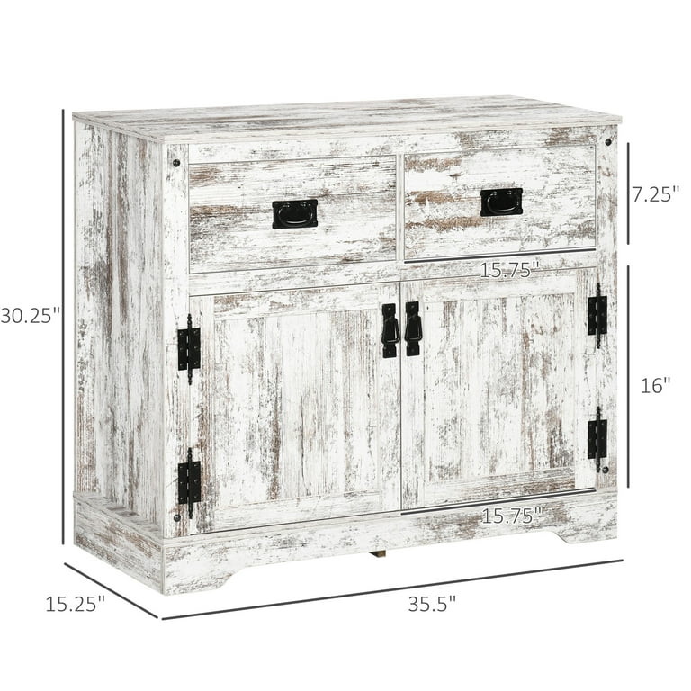 White distressed buffet sale cabinet