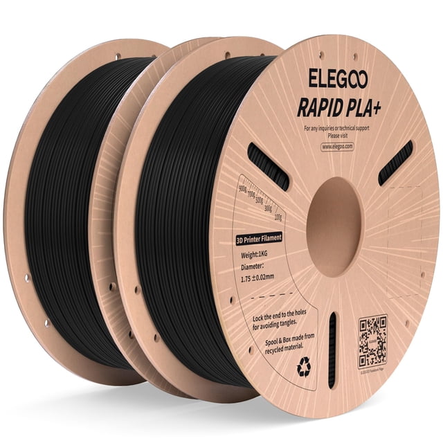 Filamento para impresora 3D ELEGOO Rapid PLA Plus, 1,75 mm, negro, 2 kg