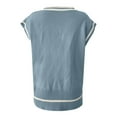 thumbnail image 6 of RMGVDSD Womens Tops V Neck Oversized Sweaters Vest Sleeveless Knit Pullover Striped Sweater Casual Tennis Top Solid Color Fashion Pullover Sweater Tops /Blue, 6 of 6