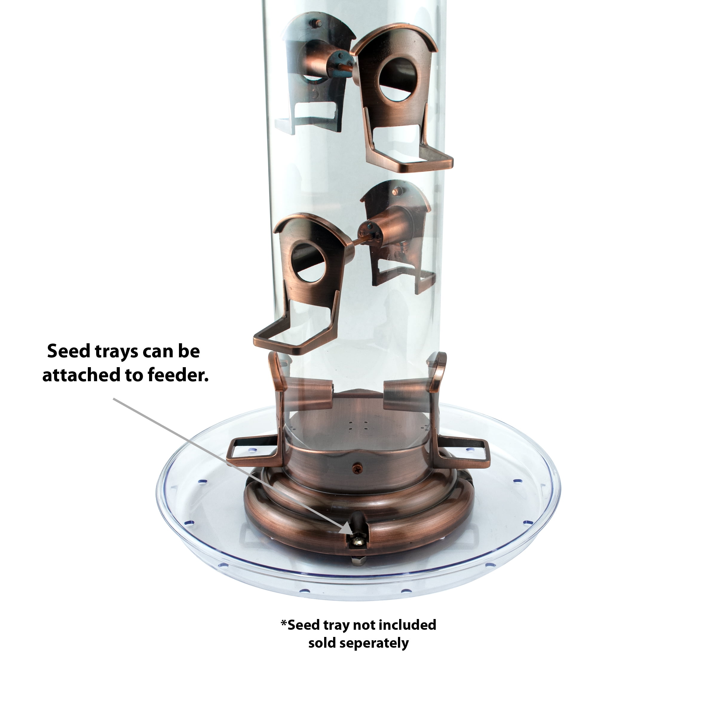 Woodlink Plastic Tube Bird Feeder with 8 Metal Ports and Brushed Copper Finish