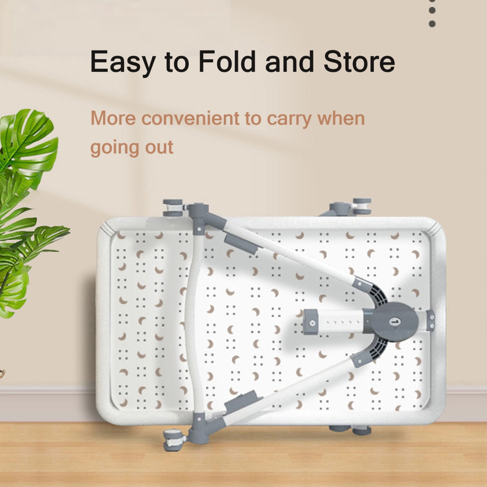 SLLINGLUO Baby Bassinet with Wheels, 5-Level Height Adjustable Folding Bedside Crib, Light Gray
